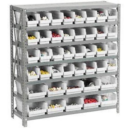 GLOBAL EQUIPMENT Steel Shelving - Total 42 4"H Plastic Shelf Bins Ivory - 36x18x39-7 Shelves 603437WH